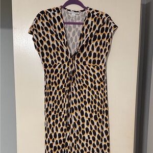 Diane Von Furstenberg Black and Gold Midi Dress